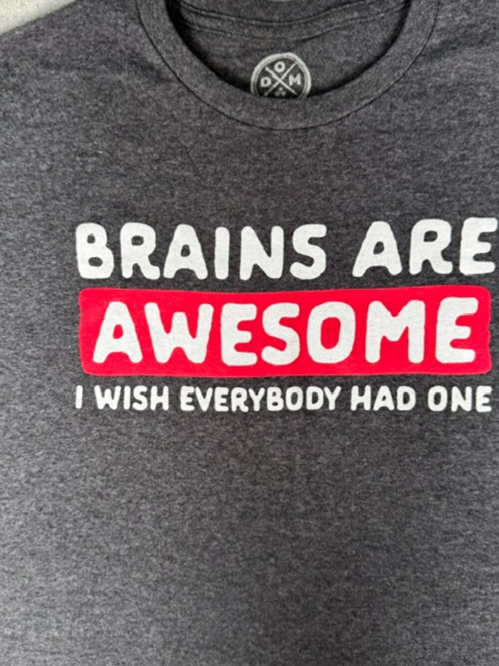 ODM Brains Are Awesome Graphic T Shirt Mens M Gray Funny Sarcastic Humor EUC - Picture 2 of 6